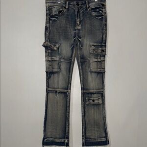 Relaxed Cargo Jeans in Faded Black